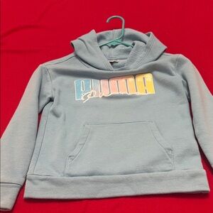 Puma Kids Light Blue Hoodie with Multicolor Logo